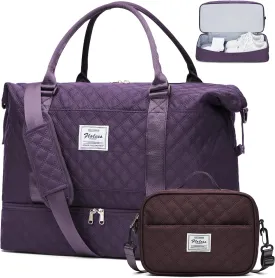 Weekender Bags for Women, Carry on Overnight Weekend Travel Duffel Bag with Shoes Compartment &Toiletry Bag, Personal Item Bag for Travel Business Trips Sport Hospital
