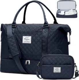 Weekender Bags for Women, Carry on Overnight Weekend Travel Duffel Bag with Shoes Compartment &Toiletry Bag, Personal Item Bag for Travel Business Trips Sport Hospital