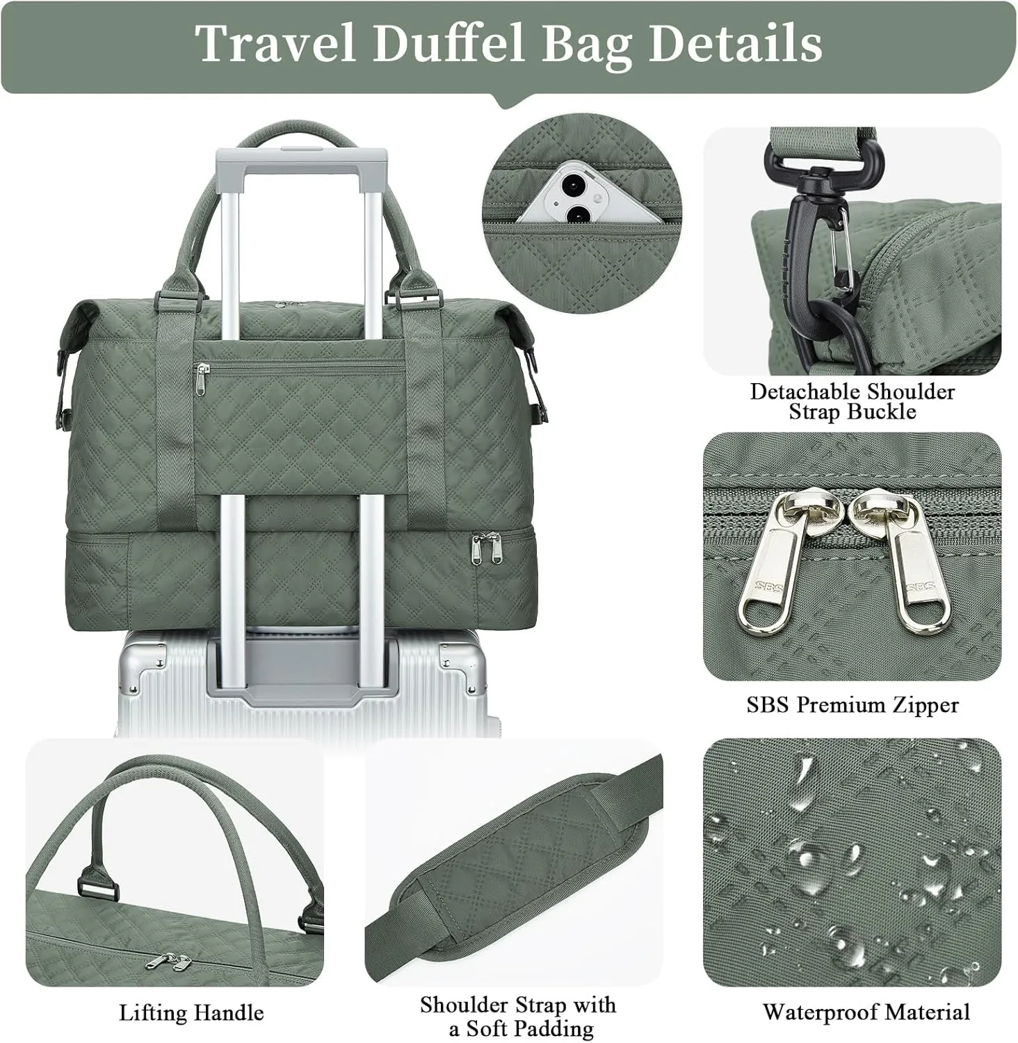 Weekender Bags for Women, Carry on Overnight Weekend Travel Duffel Bag with Shoes Compartment &Toiletry Bag, Personal Item Bag for Travel Business Trips Sport Hospital