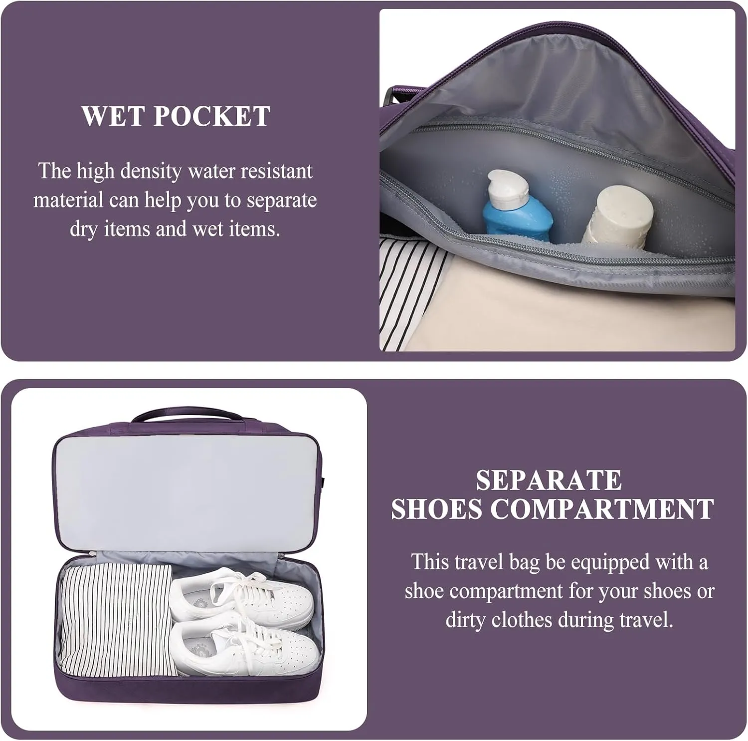 Weekender Bags for Women, Carry on Overnight Weekend Travel Duffel Bag with Shoes Compartment &Toiletry Bag, Personal Item Bag for Travel Business Trips Sport Hospital