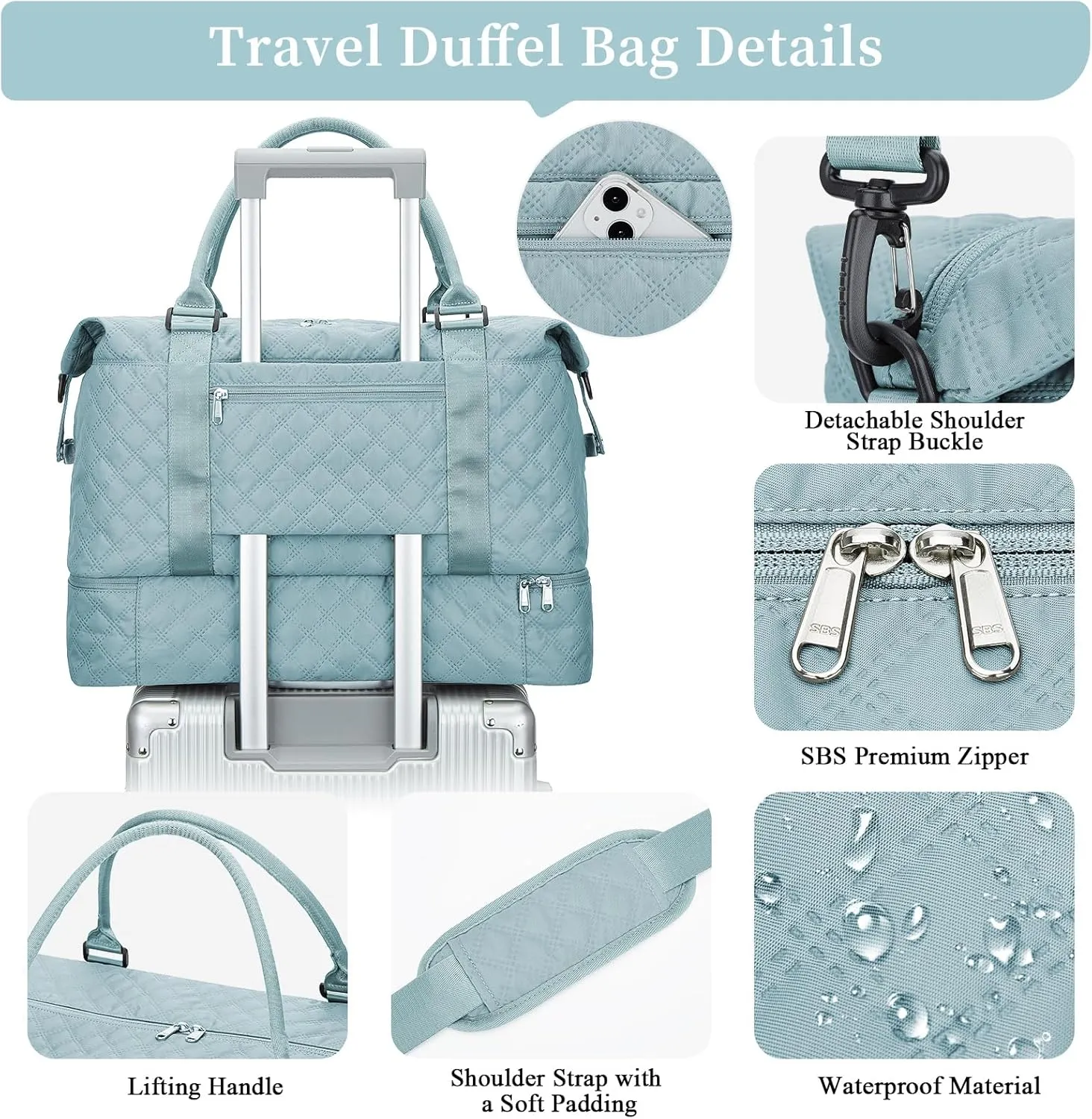 Weekender Bags for Women, Carry on Overnight Weekend Travel Duffel Bag with Shoes Compartment &Toiletry Bag, Personal Item Bag for Travel Business Trips Sport Hospital