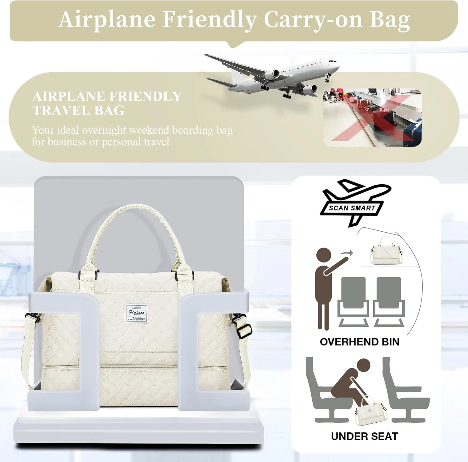 Weekender Bags for Women, Carry on Overnight Weekend Travel Duffel Bag with Shoes Compartment &Toiletry Bag, Personal Item Bag for Travel Business Trips Sport Hospital