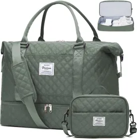 Weekender Bags for Women, Carry on Overnight Weekend Travel Duffel Bag with Shoes Compartment &Toiletry Bag, Personal Item Bag for Travel Business Trips Sport Hospital
