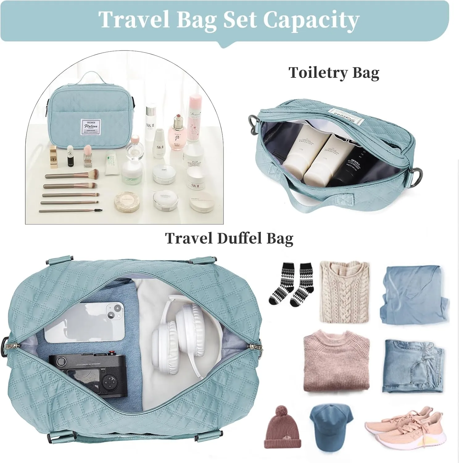 Weekender Bags for Women, Carry on Overnight Weekend Travel Duffel Bag with Shoes Compartment &Toiletry Bag, Personal Item Bag for Travel Business Trips Sport Hospital