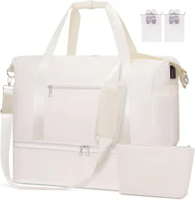 Weekender Bags for Women,Extra large 66L Expandable Travel Duffel Bag with Shoe Compartment,USB Charging Port,Toiletry Bag Set,Overnight Backpack Carry On for Outdoor,Hospital,Gym,Beach