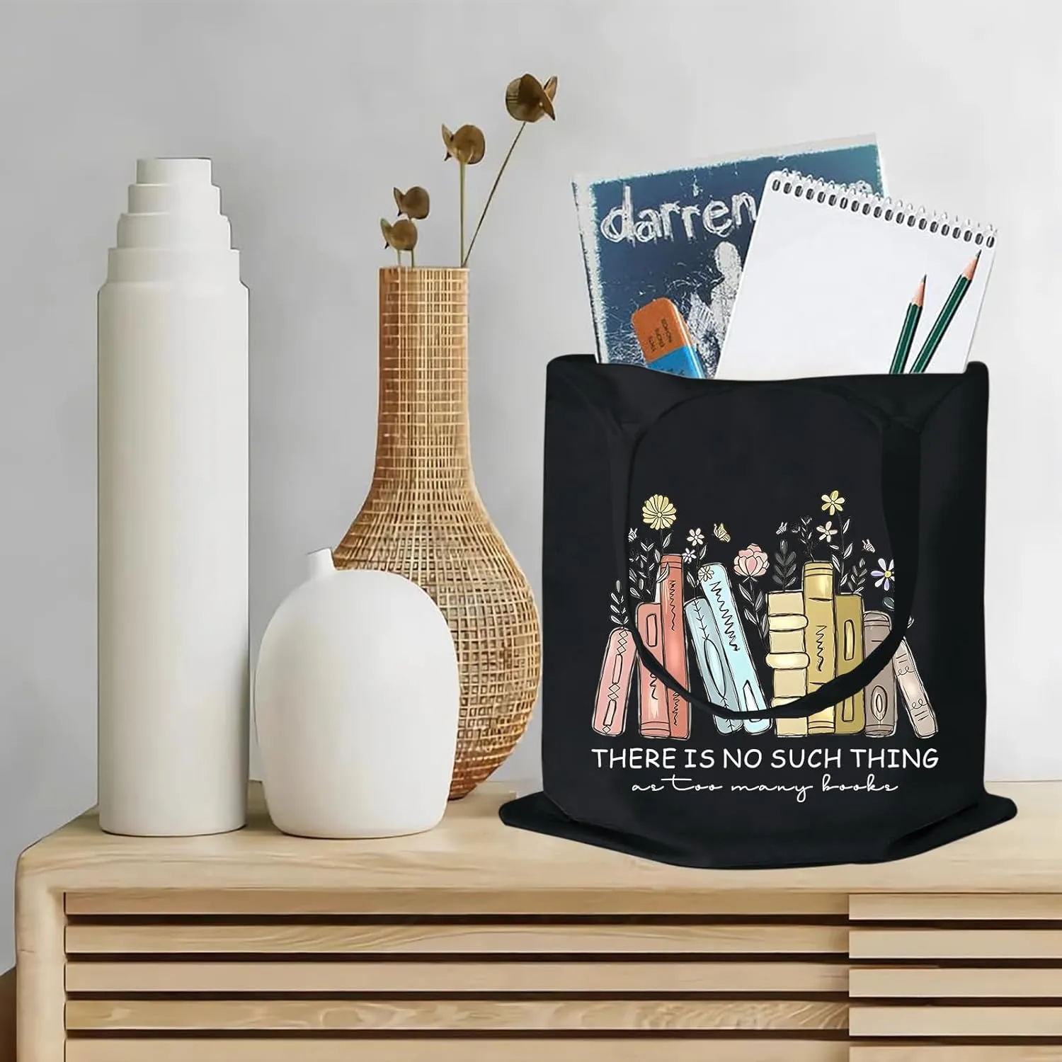Women Canvas Tote Bag For Book Lovers Gifts for Readers Flower Cute Aesthetic Shopping Grocery Reusable Tote Bags