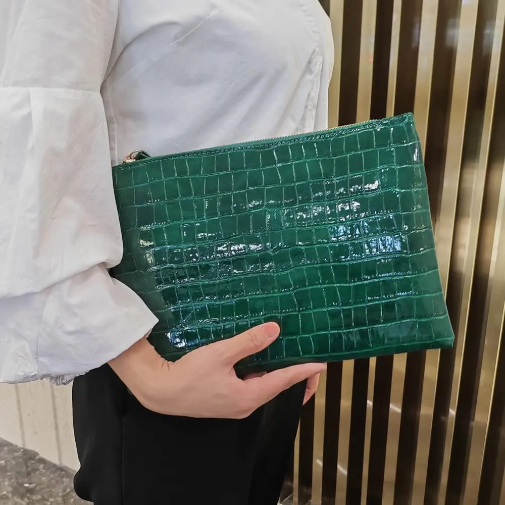 Women Envelope Clutch Purse Bag Fashion Crocodile Embossed PU leather Oversized Ladies Evening Party Clutches
