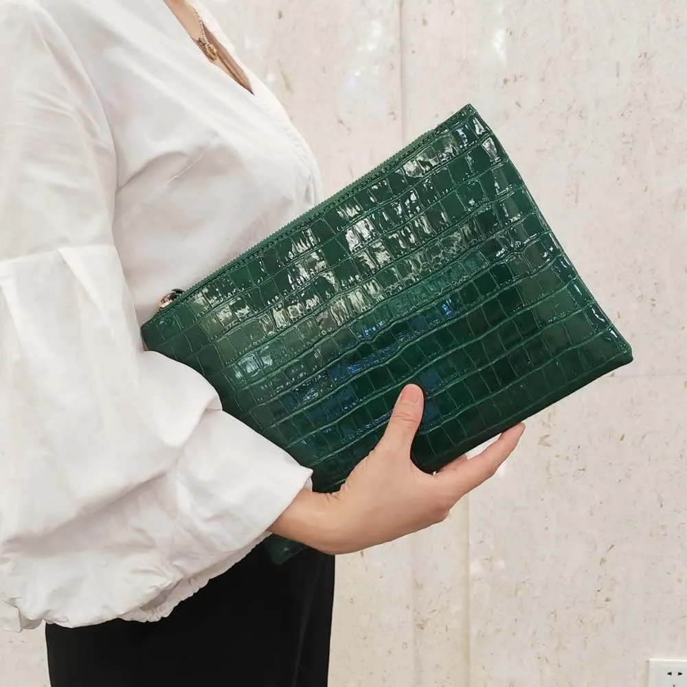 Women Envelope Clutch Purse Bag Fashion Crocodile Embossed PU leather Oversized Ladies Evening Party Clutches