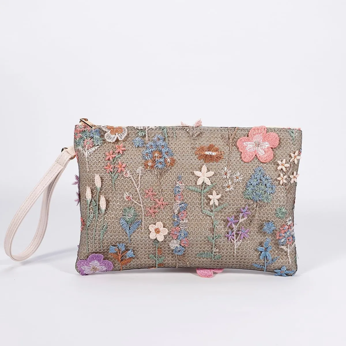 Women Floral Embroidery Beaded Clutch Purses, Woven Wristlet Sequin Summer Purse,Evening Bag for Formal Beach Party Wedding
