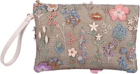Women Floral Embroidery Beaded Clutch Purses, Woven Wristlet Sequin Summer Purse,Evening Bag for Formal Beach Party Wedding