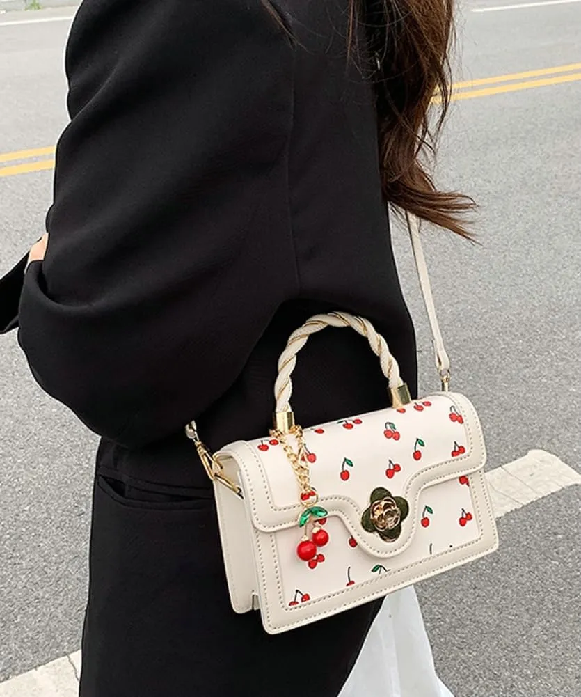 Womens Cute Cherry Vegan Leather Shoulder Crossbody Bag Fashion Purse Small Totes Y2k Handbag Satchel Clutch Gifts