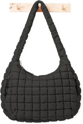 Womens' Lightweight Quilted Carryall GYM Tote Bag Puffer Crossbody Bag Soft Puffy Boho Handbags Big Capacity Purse