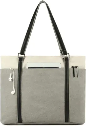 Wxnow Women Laptop Tote Bag Canvas Handbag Purse Shoulder Bag
