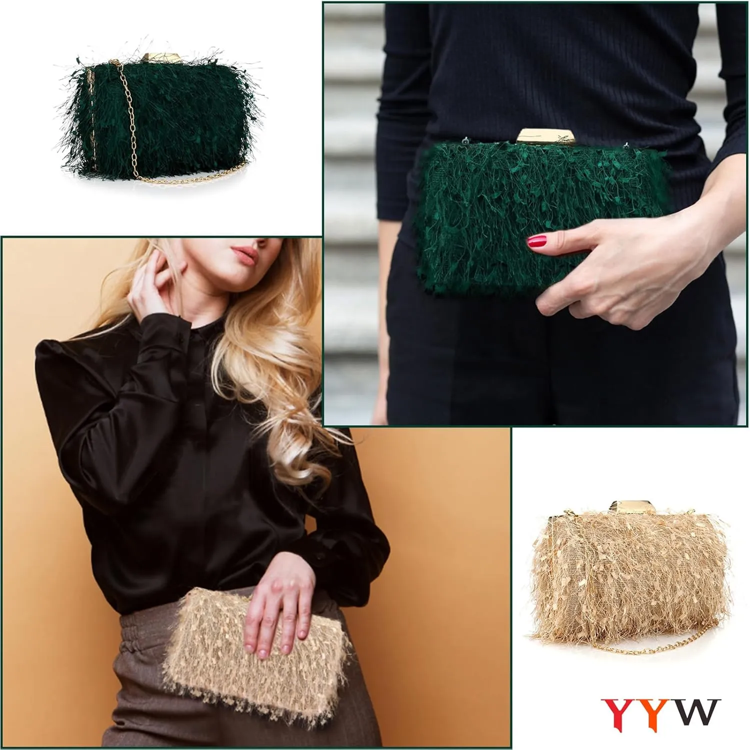 YYW Clutch Purse for Women Cute Handbags Top Handle Evening Bag Crossbody Bag Shoulder Bag for Wedding Party Prom Banquet