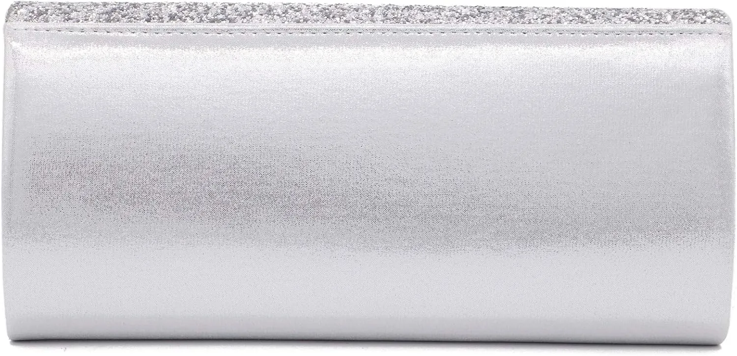 ZIUMUDY Sparkly Glitter Evening Envelop Clutches Shoulder Chain Bags Bridal Wedding Clutch Purse Wallet