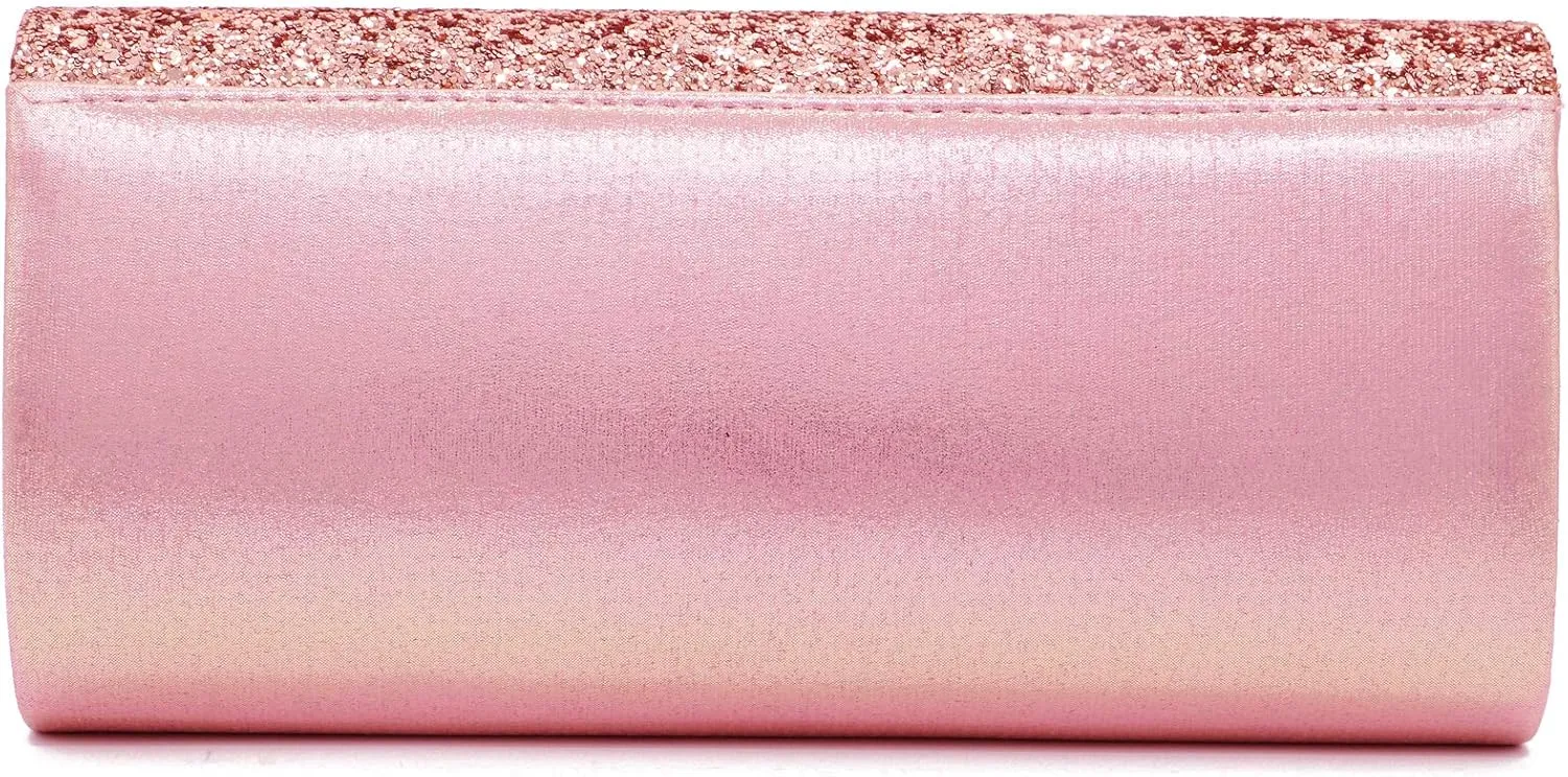 ZIUMUDY Sparkly Glitter Evening Envelop Clutches Shoulder Chain Bags Bridal Wedding Clutch Purse Wallet
