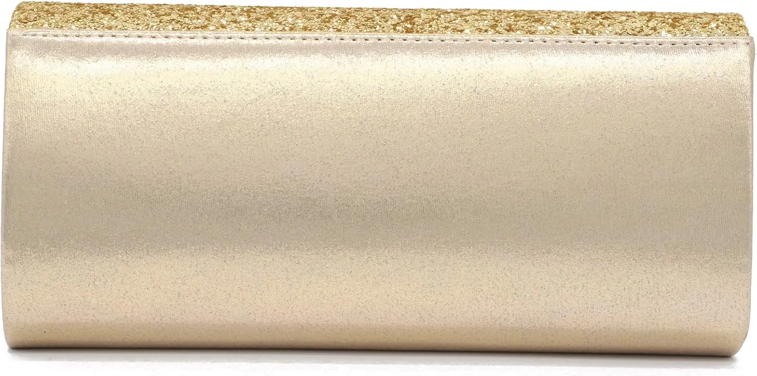 ZIUMUDY Sparkly Glitter Evening Envelop Clutches Shoulder Chain Bags Bridal Wedding Clutch Purse Wallet
